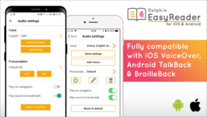 An Android and iPhone with the EasyReader app