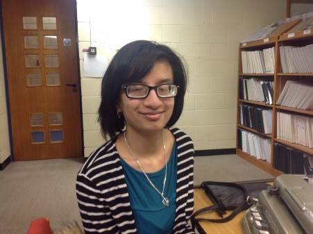 Niah sitting at a desk