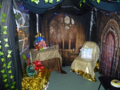 The tented area was dressed as the old Synagogue on the hill
