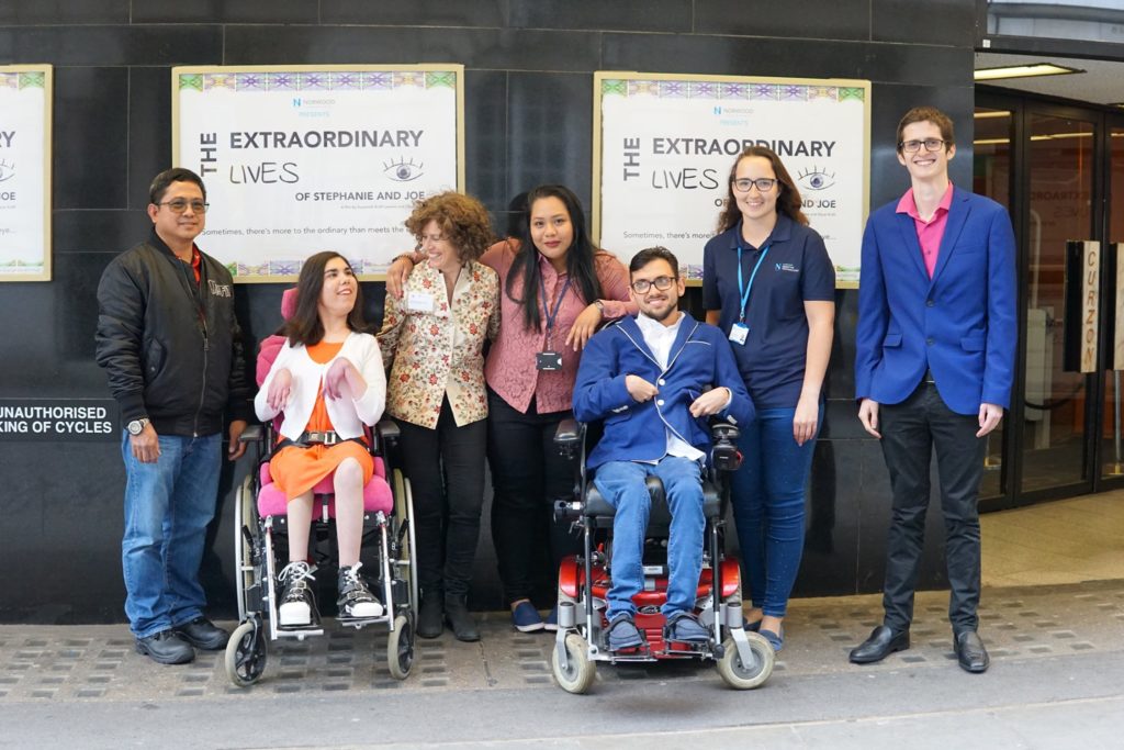 Stephanie and Joe and staff from Norwood, standing outside the cinema