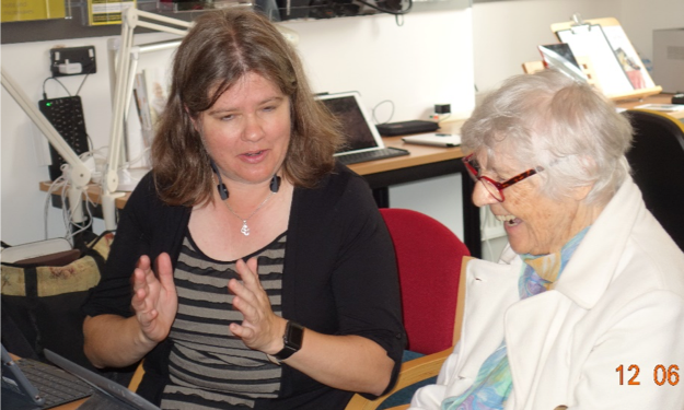 Jo Healy explaining to a service user – just how easy it all is!