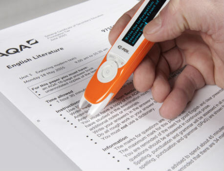 Scanning pen being used on a document