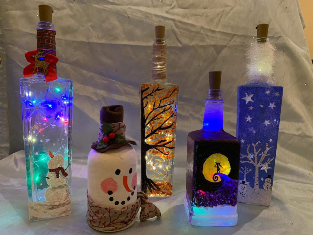 Christmas Decorated glass bottles 