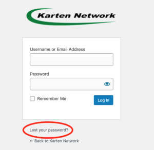 screenshot showing the lost password link
