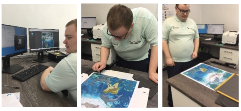 Student working on creating a personalised canvases