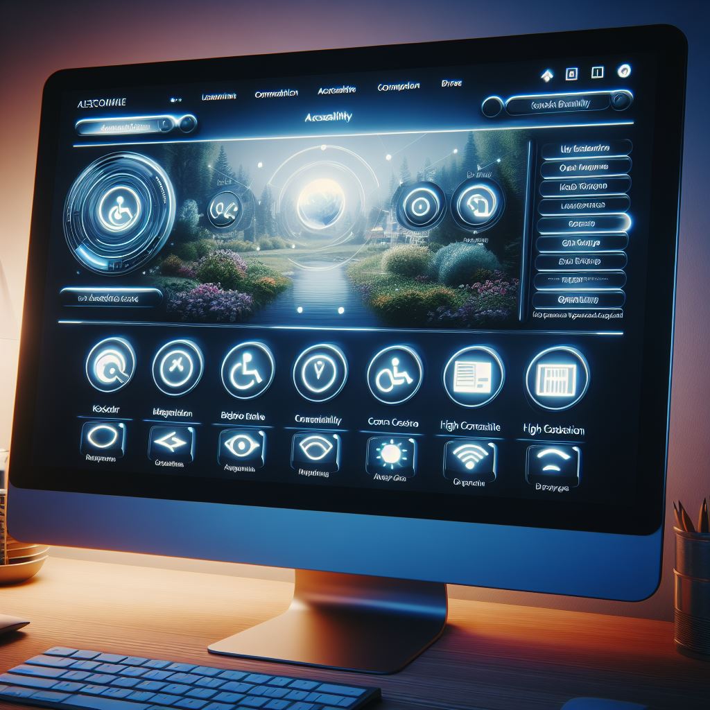 A futuristic image of a computer screen depicting accessibilty.